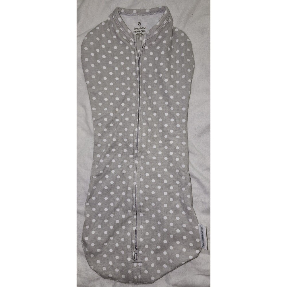 SwaddleMe® Newborn Baby Swaddle Gray with White Polka Dots 93% Cotton 7% Spandex
